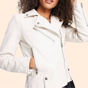 Cream Faux Leather Jacket